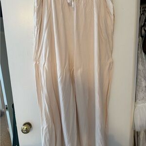 Cream Linen Wide-Leg Pants